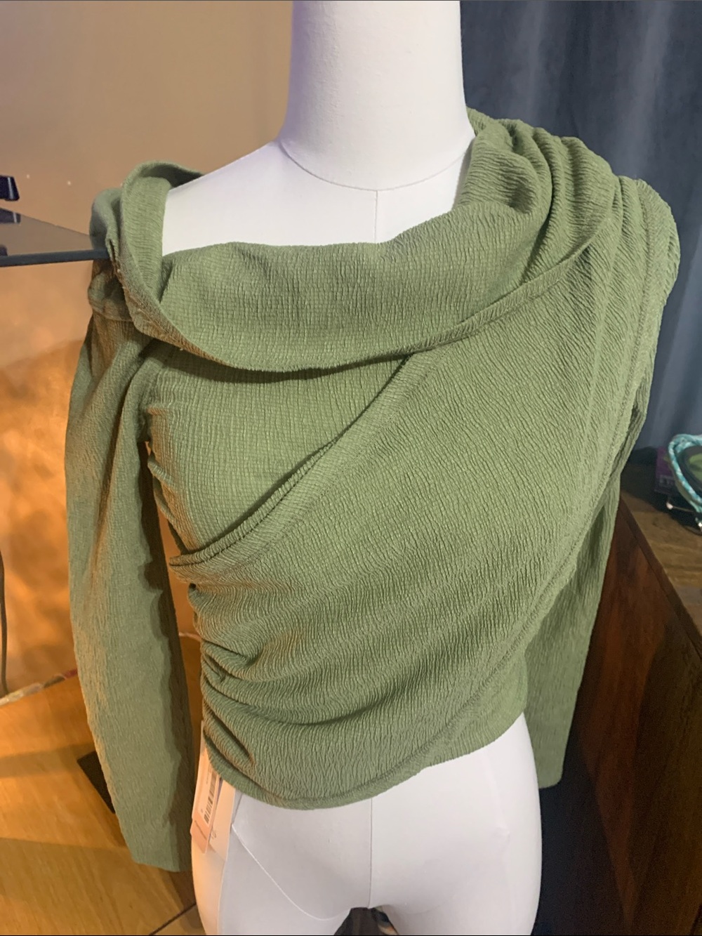 Long sleeve olive blouse